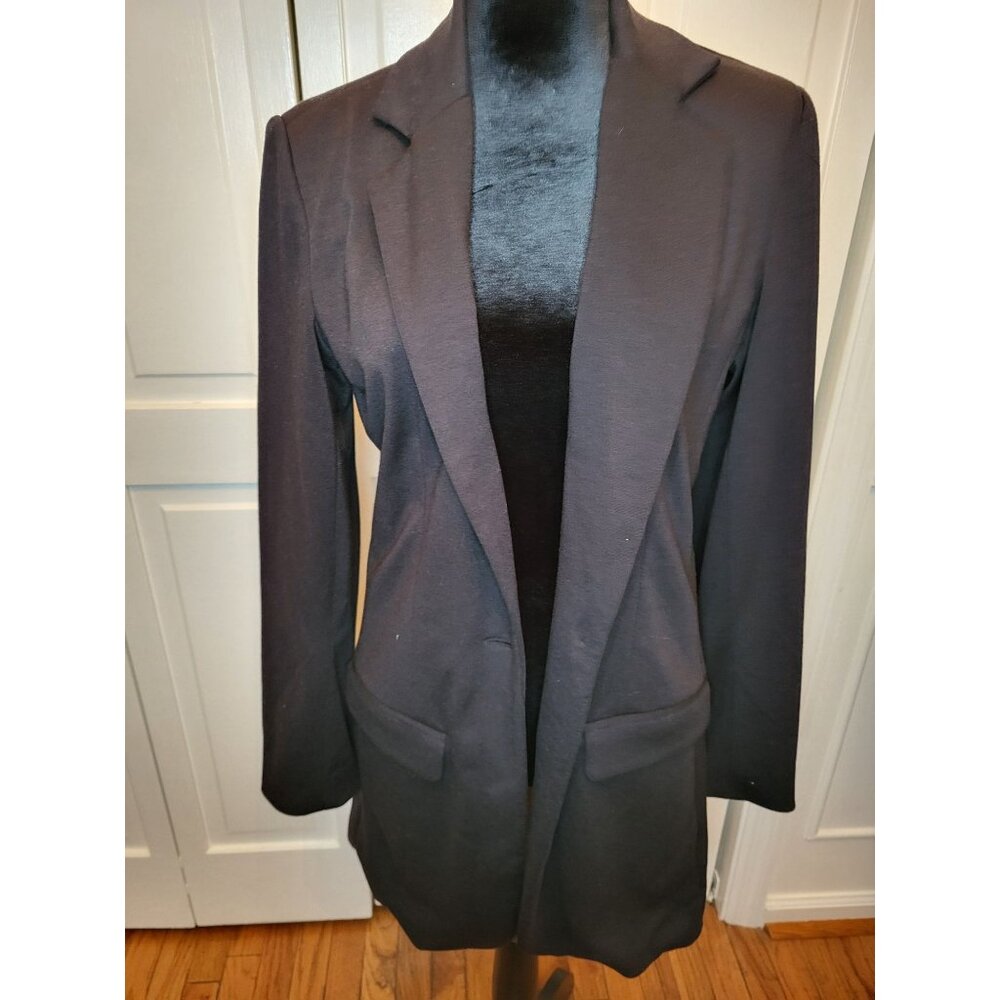 Black Stretchy Knit Long Blazer Diane Gilman S Fleur De Lis Classic Chic Minimal